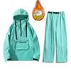 Conjunto de Traje de Esquí para Exteriores con Forro de Felpa Tallas Grandes para Pareja para Mujer, Ropa de Montañismo Impermeable y Resistente al Viento, Conjunto Cálido de Dos Piezas