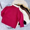 [En stock] Suéter de cuello alto medio para niños, camisa base para bebé niña, abrigo de manga abullonada de moda para niños, nuevo color sólido