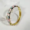 Yongge Jewelry Pulsera de Esmalte Transfronteriza Europea y Americana para Mujer Moderna Colorida Geométrica Rayada de Puntos Filigrana con Borde Dorado Accesorio de Mano