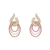 Pendientes de Aro Hueco con Tachuelas de Diamante Aguja de Plata, Pendientes de Lujo Ligero de Gama Alta, Moda Europea y Americana, Pendientes Exagerados de Nicho para Mujer