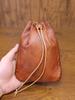Cartera de Cuero de Vaca de Primera Capa Estilo Retro Europeo y Americano, Bolsita para Monedas Portátil de Color Frotado a Mano, Monedero con Cordón, Bolsa para Juguetes