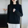 Camiseta base gruesa y cálida de otoño e invierno transfronteriza con diseño de ganchillo, top tipo suéter para mujer con ambiente de estilo francés, hecho de hilo de algodón puro
