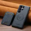 Adequado para Samsung S26Ultra Capa de Celular Dois-Em-Um Galaxy25 Suporte de Cartão de Carregamento Sem Fio Magnético Capa de Couro
