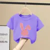 Camiseta de Verano para Niñas 100% Algodón Puro Manga Corta Estilo 2026 Nueva Moda Dibujos Animados Ropa Infantil Niñas Manga Corta Camiseta Infantil Ropa de Verano