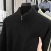 Dropshipping transfronteiriço, suéter masculino liso com gola alta e zíper, um suéter de tricô casual fashion retrô e versátil para outono e inverno