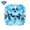 Gema Huangang, Agujero Único en el Centro, Flor Cuadrada Biselada, Superficie de Anillo de Circonio Azul Marino Claro, Piedra Desnuda, Color Azul Marino Claro
