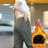 Pantalones casuales de seda de hielo más terciopelo estilo coreano cómodos versátiles transpirables holgados modernos deportivos largos a prueba de viento