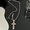 925 prata banhado retro dominador novo tridimensional crânio cruz pingente moderno colar masculino personalizado estilo punk