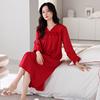 Camisola Feminina Primavera e Outono Algodão Manga Longa Saia Pijama Renda Para Usar por Cima Comprimento Médio Comprimento do Joelho Roupas de Casa