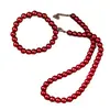 Set de 4 Piezas de Collar, Pulsera y Aretes de Tachuela Rojos de Estilo Sencillo