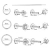 Kit de Joias para Piercing de Lábio com 10 Peças de Aço Inoxidável Transfronteiriço 20g Studs para Covinha Estilo Pino Cravejados com Zircônia em Estoque