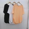 Camiseta Manga Curta Plus Size Solta 300 Jin Feminina Nova Verão Estilo Coreano Simples Elegante Fenda Versátil Top