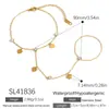 Pulseira de Aço Titânio Yuhui Estilo Ins Coração Cravejado com Diamante com Anel de Dedo Integrado Pulseira de Aço Inoxidável Banhada a Ouro Real 18K