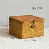 Caja de Almacenamiento de Escritorio, Caja de Regalo Tejida con Hierba de Ratán con Tapa, Cesta para Artículos Varios a Prueba de Polvo, Caja de Regalo Creativa, Caja de Joyas al por Mayor