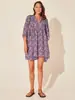 Moda Transfronteriza para Mujer Cuerda de Corbata Floral Manga Corta Holgada Casual Vestido de Ram Falda de Vacaciones en la Playa