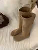 Primer Encuentro Ji Botas Largas Retro Botas Altas Botas de Monta para Mujer Nuevo Punta Redonda Suela Plana Botas Negras Versátiles Botas Largas