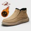 Botas de Neve Gorilla para Homens 2026 Novo Modelo de Inverno, Sapatos de Algodão de Cano Alto Espessados e Forrados com Lã, Sapatos Masculinos Quentes de Couro Genuíno