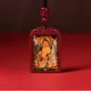 Amarillo Cinabrio Dios de la Riqueza Colgante Thangka Arena Dorada Púrpura Sutra del Corazón Amuleto Budista Colgante del Año del Zodiaco Transmisión en Vivo Venta al por Mayor Estilo Chino