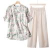 Mãe redutora de idade novo estilo chinês elegante top com fivela feminina verão manga curta solta emagrecimento camisa pequena para o verão de meia-idade