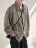 Camisa Larga de Color Sólido Holgada Estilo Coreano para Hombre 2025 Primavera y Otoño Moderna Elegante Camisa sin Arrugas