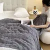 Manta de lã de cordeiro com estampa xadrez estilo escocês, manta felpuda para outono e inverno, manta para pausa para almoço no escritório com ar condicionado
