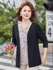 Camisa de Lunares de Manga Larga Falsa de Dos Piezas a la Moda para Mujer, Nuevo Estilo de Primavera, Elegante Top de Punto, Blusa de Mamá Moderna que Reduce la Edad