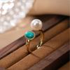 Moda Novo Anel Pingente Banhado a Ouro Anel Aberto Elegante Estilo Retrô Joia Feminina Presente para Idosos