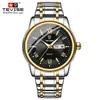 Reloj de hombre de moda al por mayor de Douyin con correa de acero, doble calendario, luminoso, resistente al agua, de cuarzo, disponible para dropshipping
