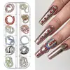 Nueva Joyería Caliente para Uñas ins Cadena Pequeña 12 Cajas Acero Dorado y Plateado Bola de Acero Pegatina Decorativa para Uñas DIY Cadena Metálica