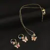 25-26 Nuevo Estilo Pintura al Óleo Francesa Diseño Mariposa Pendientes y Collar, Retro Gama Alta Estilo Hong Kong Pendientes Elegantes para Mujer