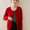 Cardigan de Punto Baicai Rong Cachemir Cuello Redondo Otoño/Invierno 2026 Nuevo Transpirable Suave Pegajoso Versátil para el Trabajo Top de Manga Larga