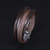 Pulsera Multicapa Tejida a Mano Más Vendida de Amazon para Comercio Exterior para Hombre Joyería Europea y Americana Cuerda de Cuero Magnética Retro