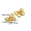 Pingente Borboleta Flor Coração de Aço Inoxidável com Gotejamento de Óleo Ouro 18K DIY Colar Brincos Acessórios de Joias Manuais Transfronteiriço