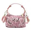 Bolsa de Axila para Mujer Nueva de Otoño e Invierno Estampado de Leopardo de Dibujos Animados Moda Versátil para Viajar Portátil Cruzada Bolso Cruzado de Hombro para Niños