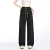 Pantalones de pierna ancha de lyocell para mujer talla grande 2026 Nuevo verano finos adelgazantes fluidos rectos holgados pantalones frescos