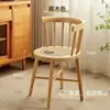 Silla Windsor simple de madera maciza, silla de comedor nórdica de ratán natural vintage con respaldo, sillón de princesa para ocio en el balcón, maquillaje