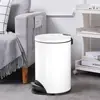 Cubo de basura de acero inoxidable para el hogar con tapa, operado con pedal, creativo, para cocina, sala de estar, dormitorio, cubo de basura redondo con tapa, operado con pedal