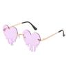 Gafas de sol para mujer, nueva moda, personalidad, tendencia, amor, lágrimas, gafas de diamantes, montura metálica sin borde, gafas de sol al por mayor