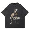 Hermoso perro lobo Doberman spaniel, moda europea y americana, camiseta holgada de gran tamaño para hombres y mujeres, lavada, desgastada y con rociado directo.
