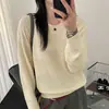 Suéter de punto crochet de manga larga para mujer, nuevo estilo de otoño, moderno y elegante, de corte holgado, top de capa base, jersey