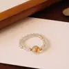 Anillo de Cristal Natural Elástico Moda Nacional Nuevo Diseño Chino Cuerda Elástica con Cuentas Anillo de Cristal Anillo de Temperamento Venta al por Mayor