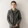 Cardigan de Punto de Cachemira Pequeño de Estilo Nuevo para Otoño e Invierno, Top de Mujer con Cremallera, Suéter Exterior Cálido Holgado