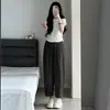 Calças largas de seda gelada branca para mulheres, novo estilo verão 2026, calças cropped Harem petite de cintura alta, calças cenoura retas de workwear