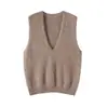 Suéter de cachemira cepillada, chaleco de punto de cuello redondo, capa base cálida, chaleco sin mangas, camiseta base versátil, chaleco suéter