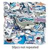 50 Adesivos de Desenho Animado de Animais de Tubarão Scooter Laptop Carro Decoração de Motocicleta Adesivos Impermeáveis