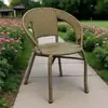 Silla de Liquidación Silla para Exteriores Patio Silla Imitación Ratán Taburete con Reposabrazos para Ancianos Silla de Ratán Hecha a Mano Silla para el Hogar con Respaldo Silla Apilable