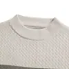 Suéter de Tricô Gola Redonda Colorido Patchwork Listrado Outono Inverno Jovem Solto Ombro Caído Moda Plus Size Camada Base Casual Masculino