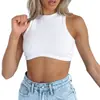 Novo Top Cropped de Tricô Canelado sem Mangas e Gola Redonda Sexy Feminino Europeu e Americano Amazon