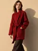 Casaco de Lã Heying Outono/Inverno 2026 Casual Curto de Lã Gola Alta Casaco Petite Feminino Casaco de Tencel para Mulheres