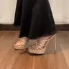 Primer encuentro: Sandalias de Plataforma con Tira de Pedrería Exquisita, Impermeables, para Mujer, Tacón Fino, Nuevo Estilo Verano 2026, Chanclas de Tacón Alto para Exteriores